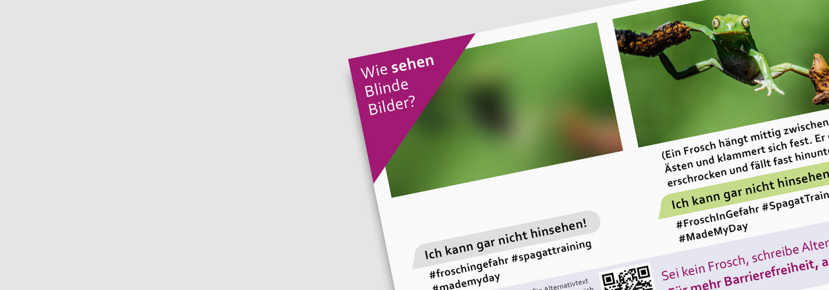 Der Ausschnitt eines Plakates. In der Ecke steht "Wie sehen Blinde Bilder". 