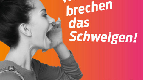 Die Frau schreit: Wir brechen das Schweigen!