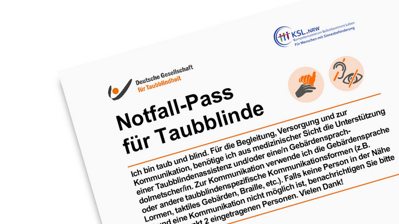 Notfall-Pass für Taubblinde