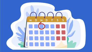 Ein Kalender bei dem ein Datum rot umkreist ist. Abstrakte Grafik
