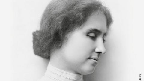 Bild von Helen Keller mit Überschrift "Tag der Taubblinden" am Mittwoch, den 27. Juni 2018 von 10-16 Uhr