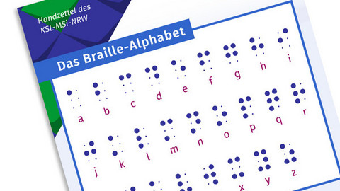 Handzettel zum Braille-Alphabet im Anschnitt