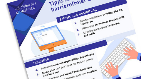 Das Plakat "Tipps zur Erstellung barrierefreier E-Mails" im Anschnitt