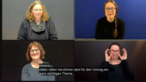 Screenshot Webinar DGS+ mit vier Diskussions-Teilnehmer:innen