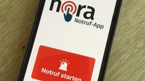 Startseite des Notruf-Apps nora im Smartphone 