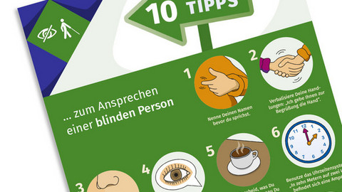 Ausschnitt des Plakates 10 Tipps zum Ansprechen einer blinden Person