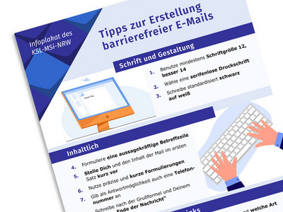Das Plakat "Tipps zur Erstellung barrierefreier E-Mails" im Anschnitt
