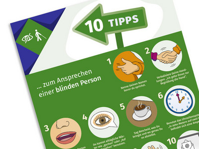 Ausschnitt des Plakates 10 Tipps zum Ansprechen einer blinden Person