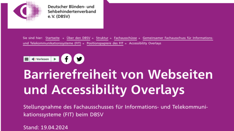 Screenshot von der DBSV-Homepage