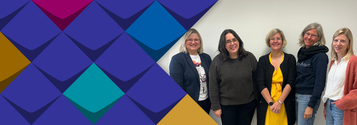 Fünf Personen sind auf dem Foto zu sehen, von links nach rechts:A. Cebulla, N. Hussain, M. Susen, A. Sundermann,  N. Büchler.  