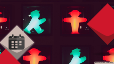 ein grünes und ein rotes Ampelmännchen auf schwarzem Hintergrund