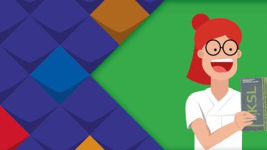 Pflegerin hält Praxishandbuch Vielfalt Pflegen in den Händen