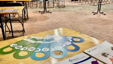 Veranstaltungsraum und Infomaterialen von KSl-MSi-NRW