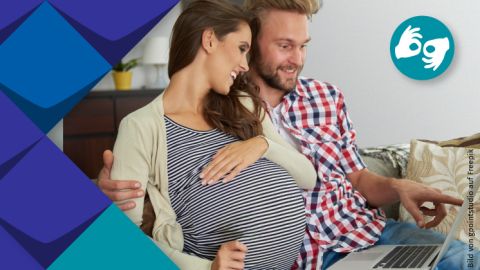 Werdende Eltern nehmen an der Online-Veranstaltung teil. 