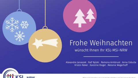 [Bildbeschreibung: Illustrativer, bunter Weihnachtsgruss mit 3 Christbaum-Kugel-Grafiken in den Hauptfarben Hellblau, Gelb und Pink. Der Hintergrund ist dunkelblau-lila. In den Christbaum-Kugeln sind verschiedenen weihnachtliche Motive in weissen Umrissen abgebildet, z.B. Tannenbäume, Schneeflocken und eine Sternschnuppe.]