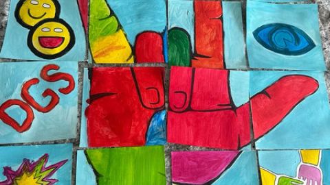 Kunstwerk und Symbol: I love you in Gebärdensprache