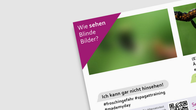 Der Ausschnitt eines Plakates. In der Ecke steht "Wie sehen Blinde Bilder". 