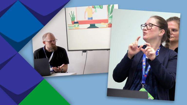 Melanie Wegerhoff und Julian Rohlfing auf dem Fachtag inklusive Gesundheit